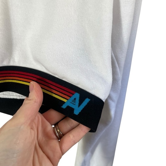 AVIATOR NATION Logo Stripe Crop Pullover Hoodie Sweatshirt - Picture 6 of 10